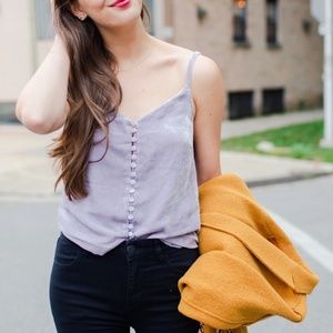 Madewell Velour Light Blue Button up Cami - 10/M